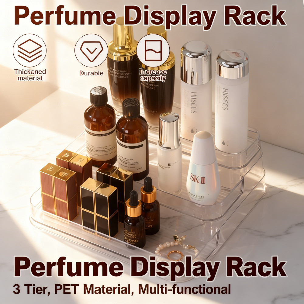 Perfume Display Rack 3 Tier Desktop Rack Toy Kitchen Organizer PET ...