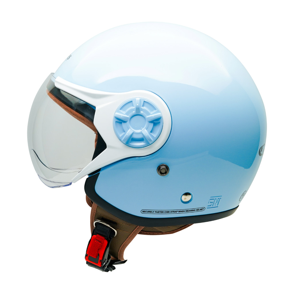Cargloss YRH Hijab Retro Helm Half Face - Army Light Blue White - Gambar 2