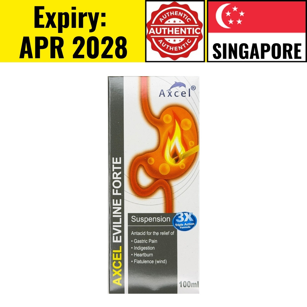 Axcel Eviline Forte Suspension 100ml Antacid & Gas Relief Relieves ...