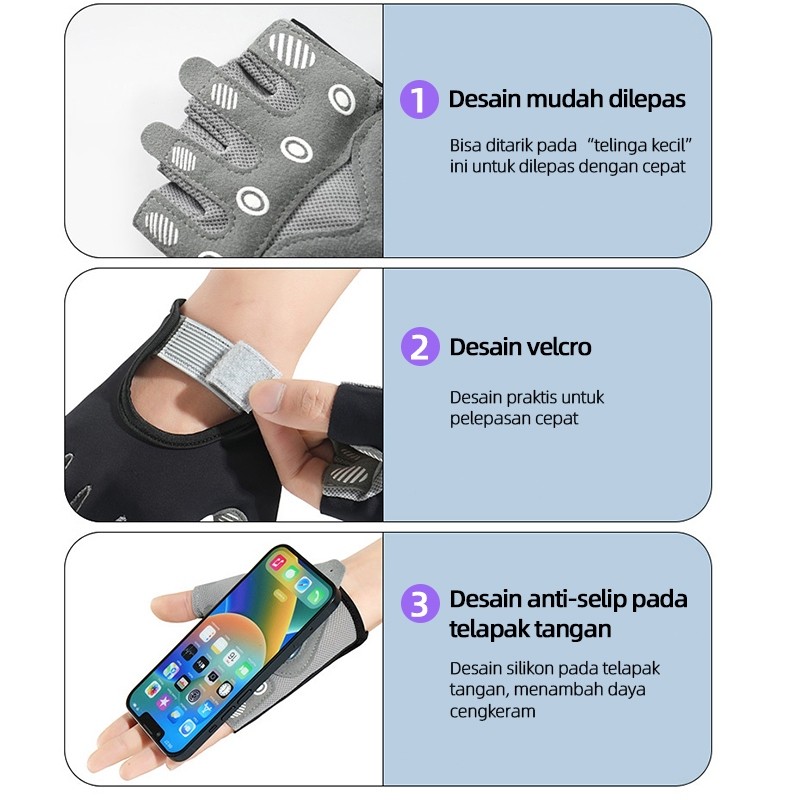 Sarung Tangan Olahraga Fitness Glove Half Finger Glove Sport Angkat Beban - Gambar 3