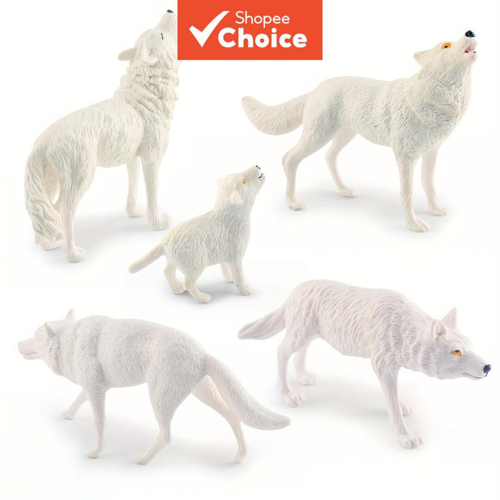Arctic Wolf Toy Realistic Howling White Wolf Figurine Solid Model Pack ...