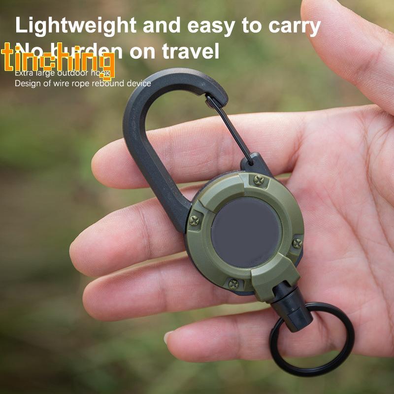 [TinCh-t] Outdoor Retractable Wire Rope Retractable Keychain Reel ...