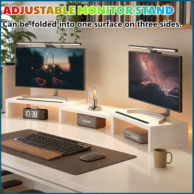 Monitor Stand/ Desk Shelf / Monitor Stand Riser Adjustable Length Angle ...