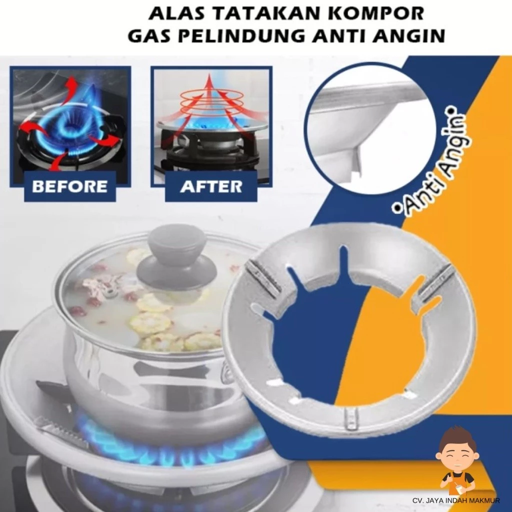 ALAS TATAKAN ALUMINIUM COVER KOMPOR GAS PORTABLE PELINDUNG ANTI ANGIN & SLIP - Gambar 3