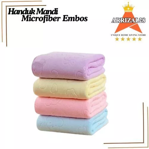 HANDUK MANDI MICROFIBER POLOS MOTIF EMBOSS 70X140