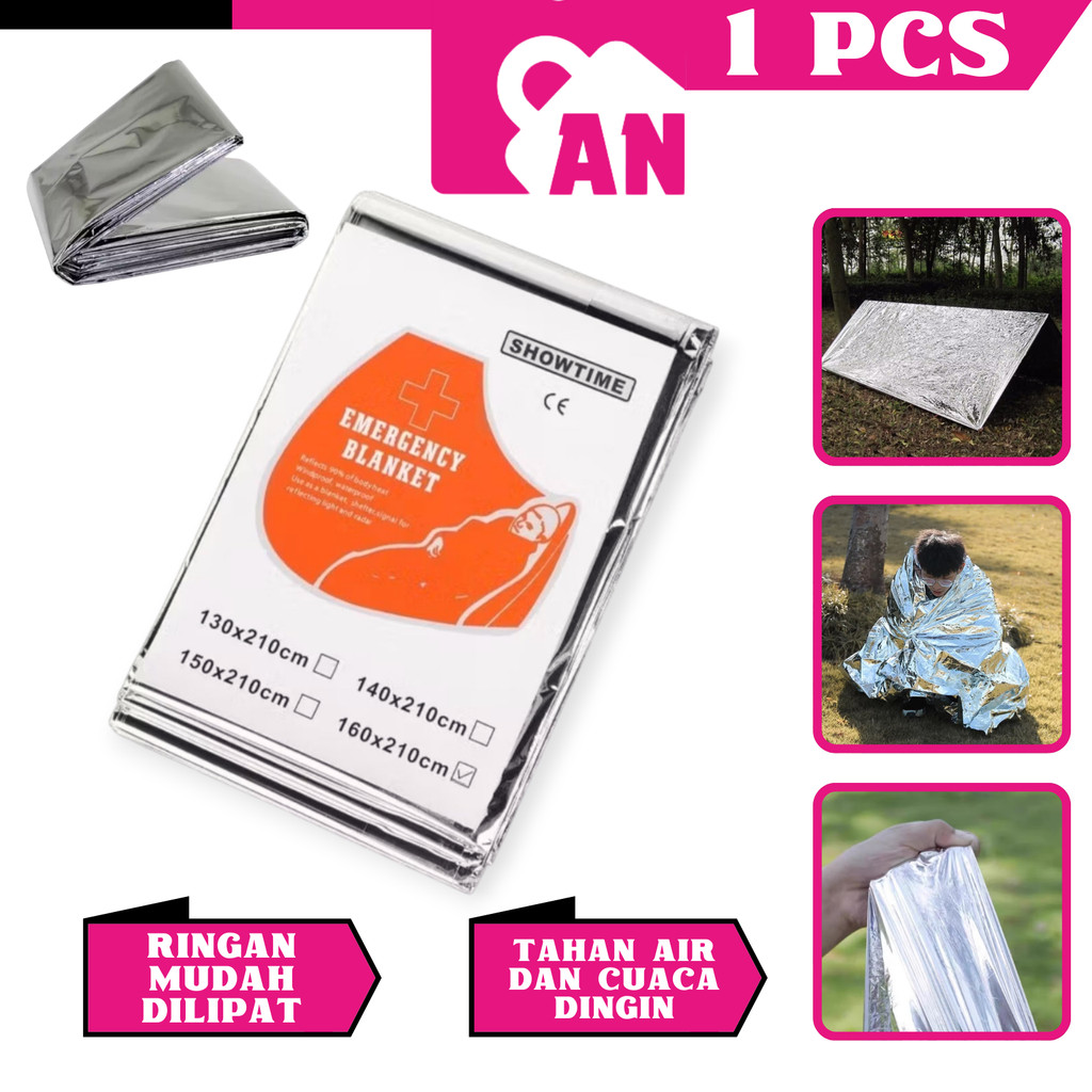 1PCS Selimut Darurat Emergency Blanket Hangat Outdoor Camping Gunung Alumunium Thermal A102