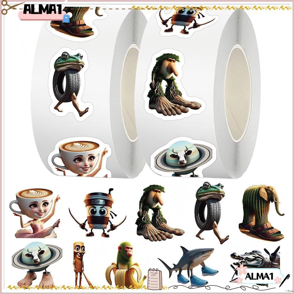 ALMA 500Pcs/Roll DIY Sticker, Tung Tung Sahur Cartoon Sealing Sticker ...