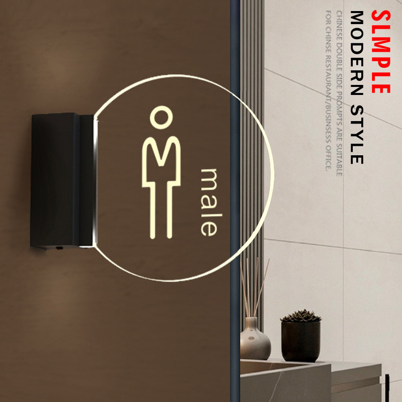 Side-mounted Double-sided Bathroom Door Plate LED Restroom Lighted Sign ...