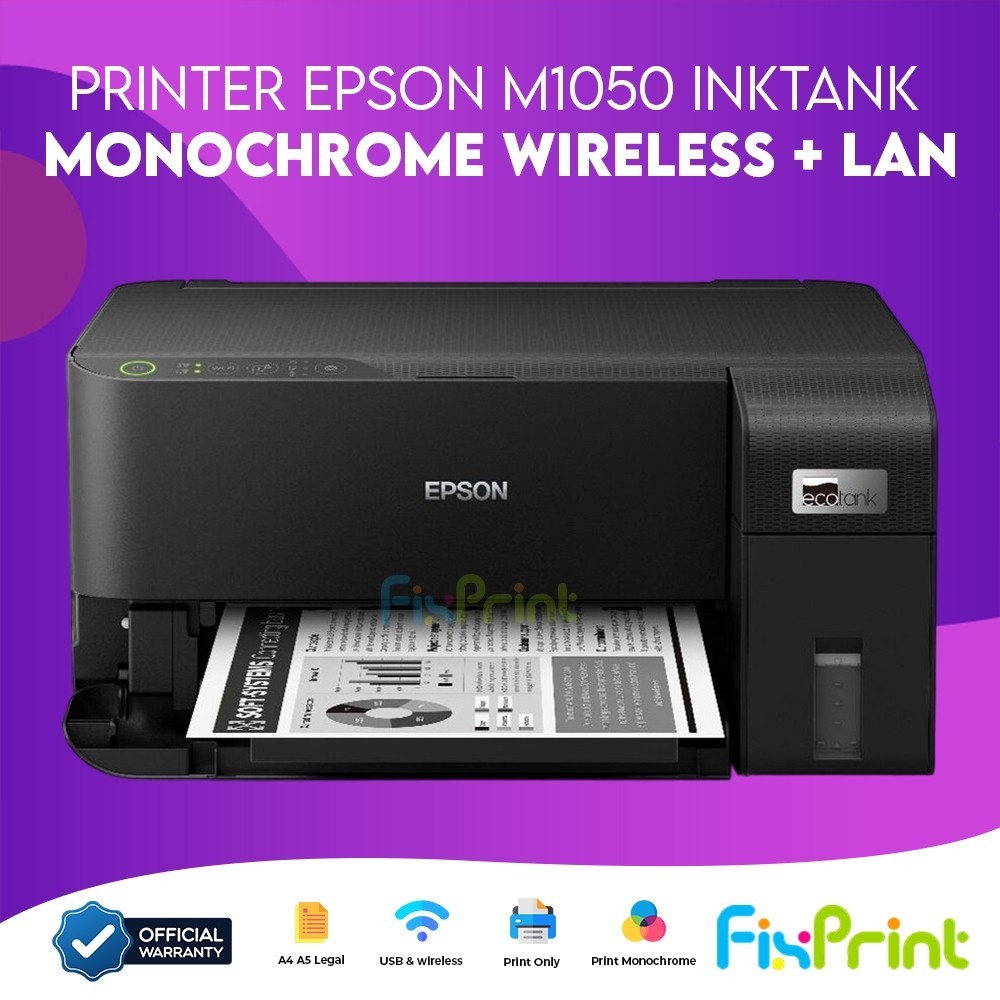 Printer Epson M2050 Print Scan Copy ADF M1050 Print Only M1050 LAN + Wireless Monochrome Print Only - Gambar 3