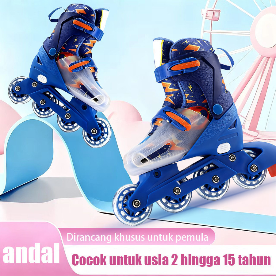 MTG-sepatu roda Oxelo/Sepatu Roda Anak Inline Roda Cas Baterai Rangka Aluminium Kuat Bonus Tas Praktis,lampu kedip/tidak licin/anti goyang/lnline skate/star/ukuran dapat disesuaikan/pu/gaya bajaj - Gambar 3