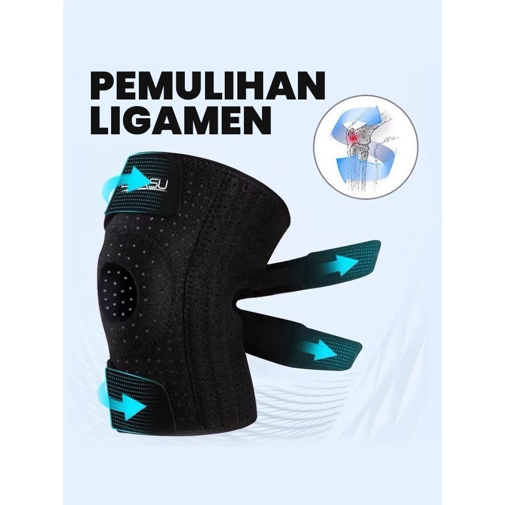 Deker Lutut Knee Support Hitam Dengan Pegas Pilihan 2 Pegas dan 4 Pegas Penyangga Lutut Elastis Untuk Olahraga Rehabilitasi dan Aktivitas Harian - Gambar 3