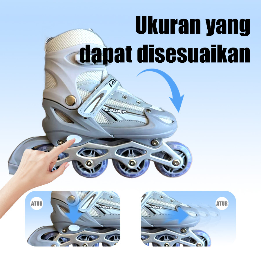 MTG sepatu roda Oxelo/Sepatu Anak Perempuan LED Model Mobil/Bajaj untuk Pemula hingga Dewasa,lampu kedip/tidak licin/anti goyang/lnline skate/star/ukuran dapat disesuaikan/pu/gaya bajaj/mode skateboard - Gambar 2