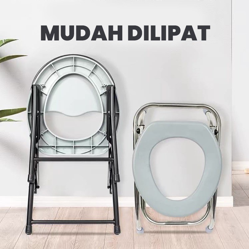 Alat Bantu Duduk Toilet Jongkok Stainless Steel Kuat Anti Karat / Kursi Kloset Kamar Mandi Tahan Beban 200 Kg untuk Anak Dewasa & Lansia - Gambar 3