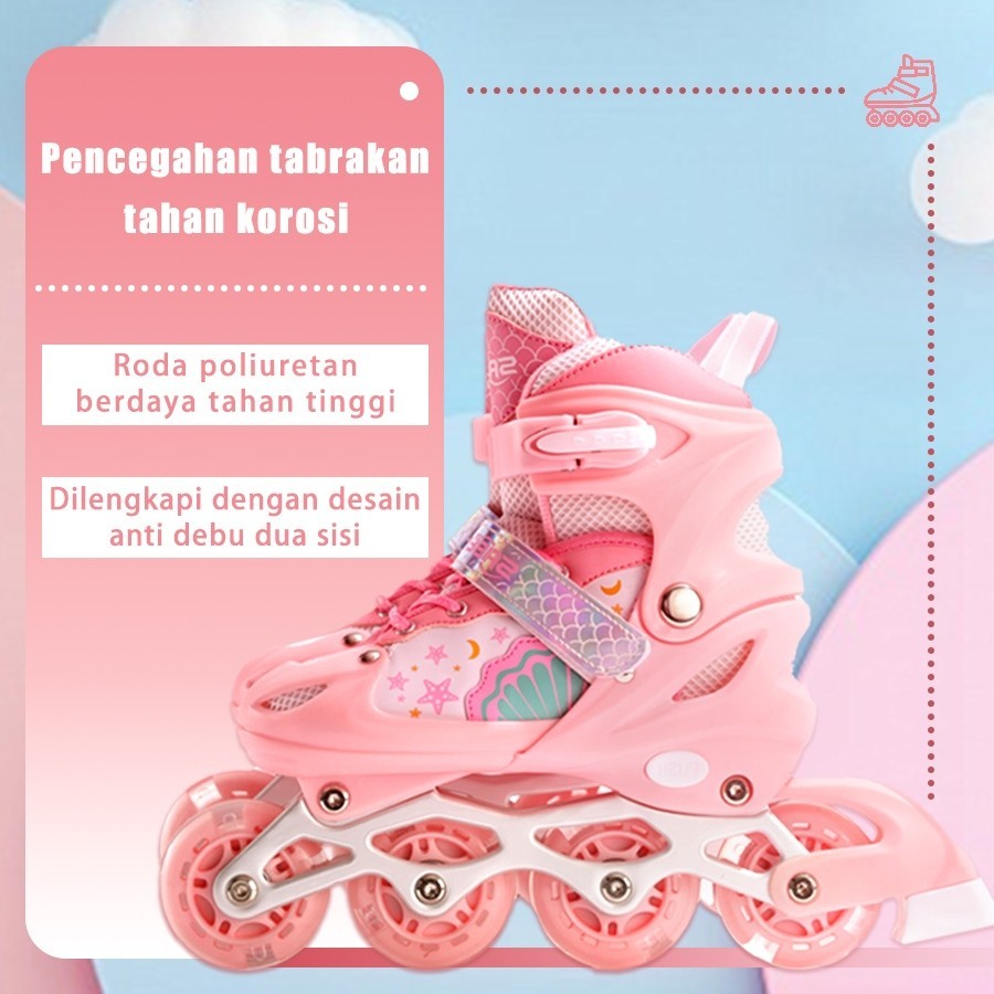 MTG sepatu roda/sepatu roda Oxelo/Sepatu Roda Inline Terbaru, Desain Keren, Anti Slip, Cocok Semua Usia,lampu kedip/tidak licin/anti goyang/lnline skate/star/ukuran dapat disesuaikan/pu/gaya bajaj/mode skateboard - Gambar 4