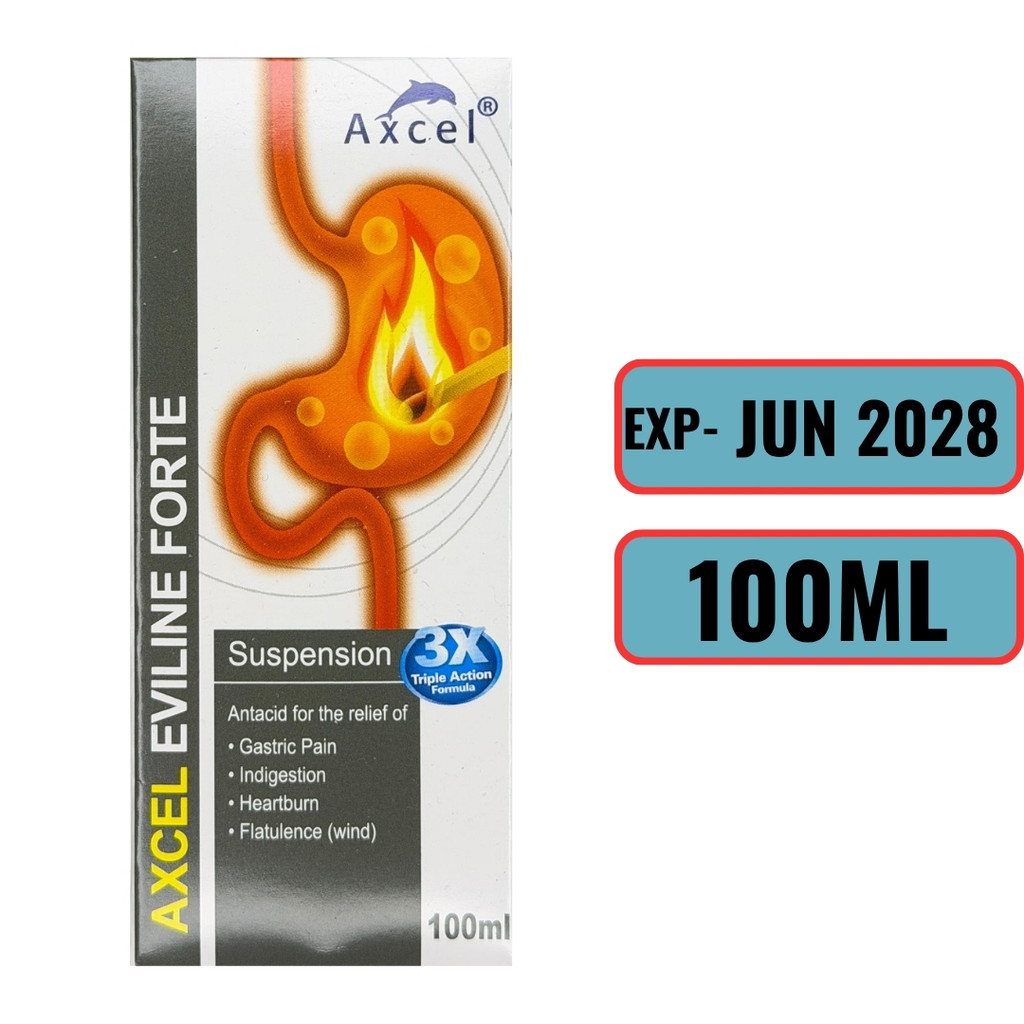 Axcel Eviline Forte 100ml | Antacid Acid Reflux Heartburn Gas Relief ...