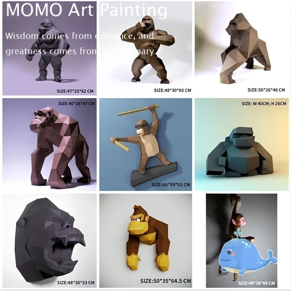 MOMO R3 Three-Dimensional Paper Model Monkey Orangutan King Kong Paper ...