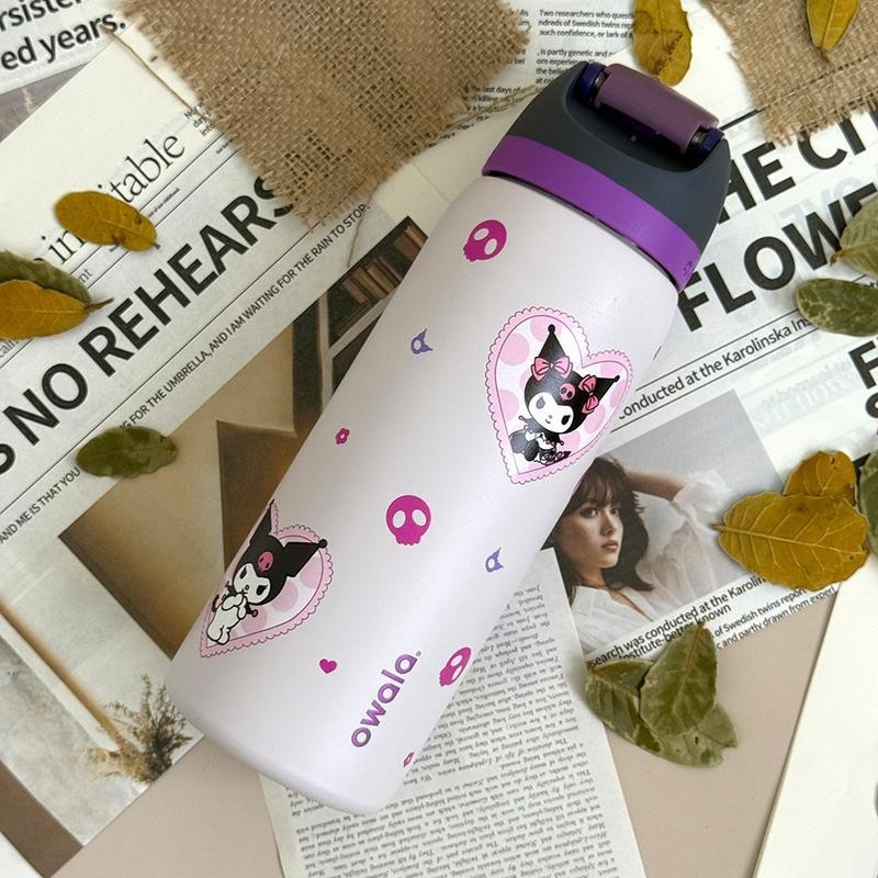 kuromi Owala FreeSip Stainless-Steel Water Bottle with Locking