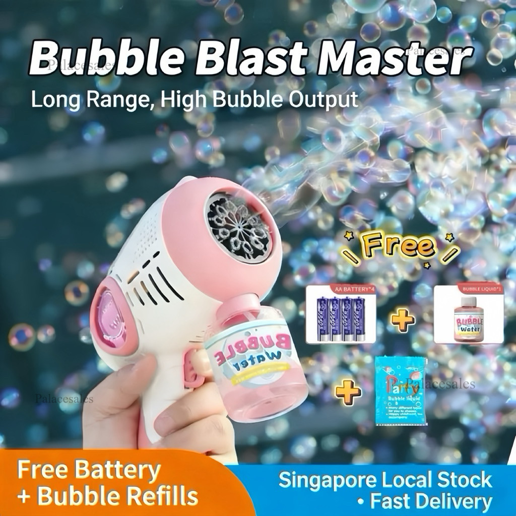 SG STOCK Bubble Gun Machine: Automatic Outdoor Bubble Toy for Kids ...