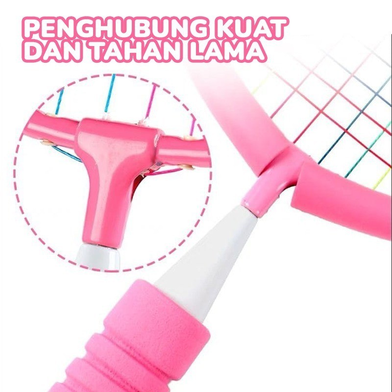 Set 2 Pcs Mainan Raket Bulutangkis Anak Ringan FREE Tas dan 3 Kok Nilon Cocok untuk Anak-anak - Gambar 4