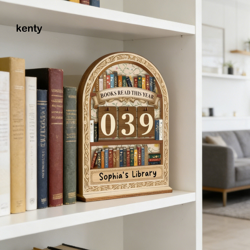 kT Book Tracker Sign Reading Challenge Counter Wooden Annual Reading ...