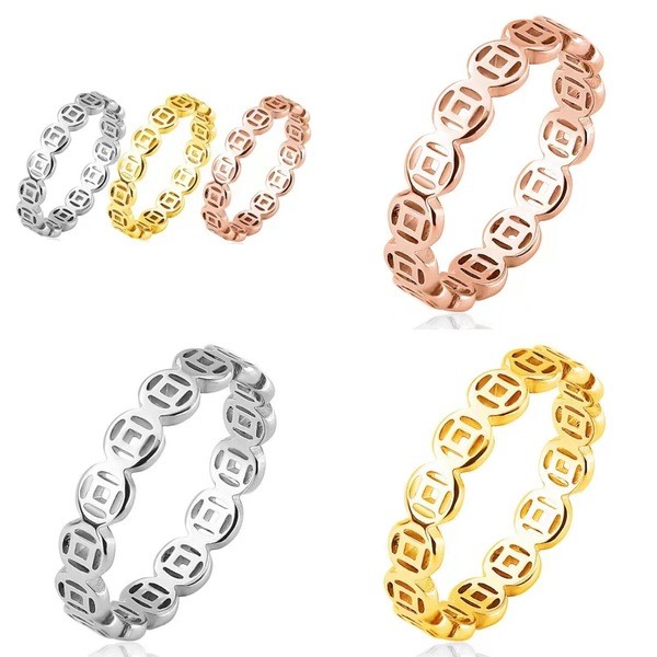 ring woman ring men Retro Copper Coin Ring Stainless Steel Transfer ...