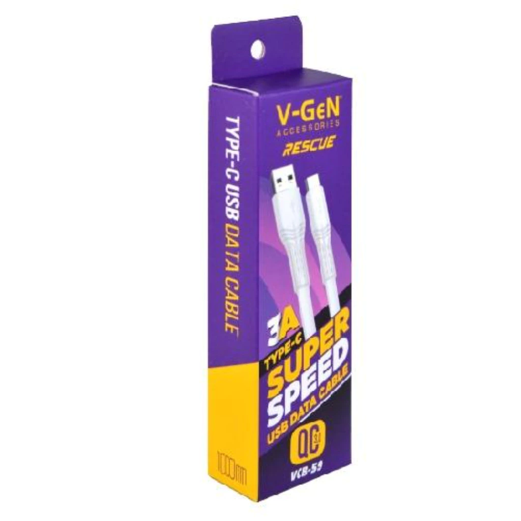V-GEN VCB-59 Kabel Data Usb Type C 3A Fast Charging Kabel Gepeng 1 Meter - Gambar 4