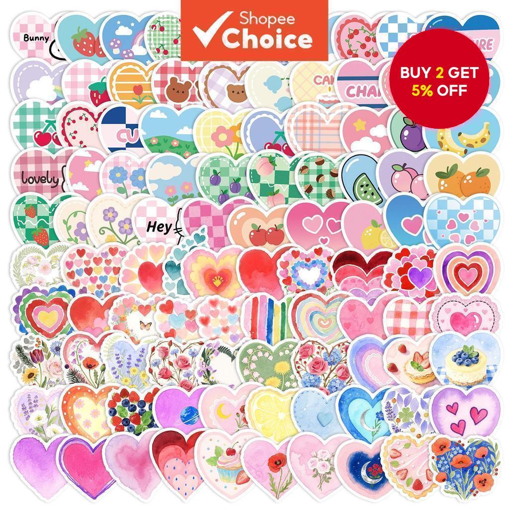Dreamy Cartoon Heart Graffiti Stickers 50pcs - Waterproof DIY Pack for ...
