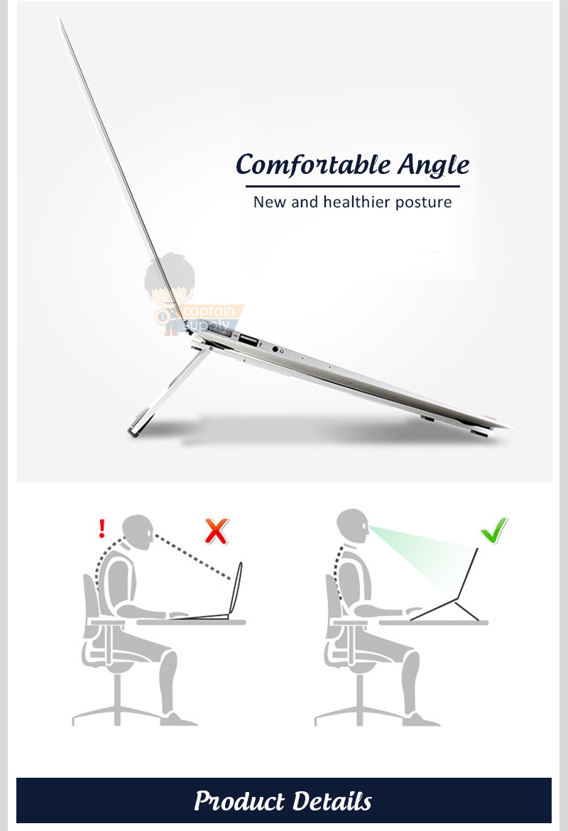 Foldable Laptop Riser Stand Tablet Notebook Work From Home Office Set ...