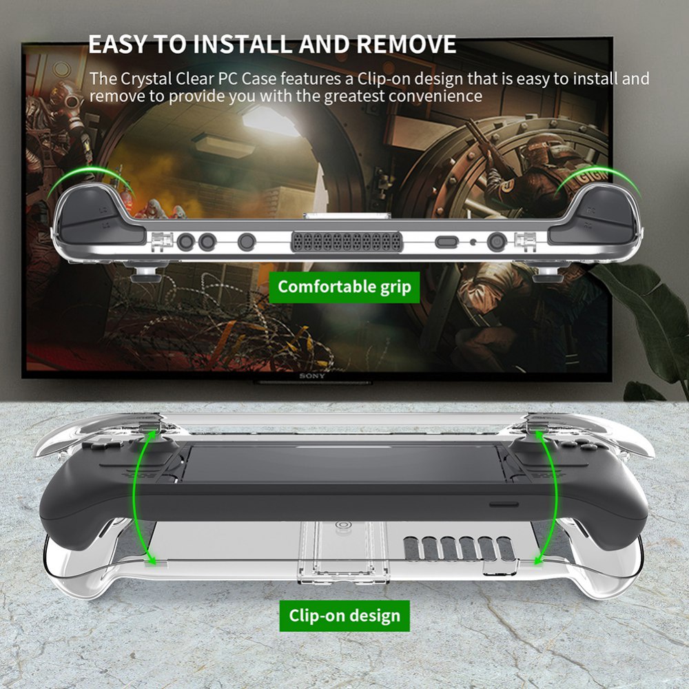 For Steam Deck Host Crystal Clear PC Hard Case Split Crystal Protective ...