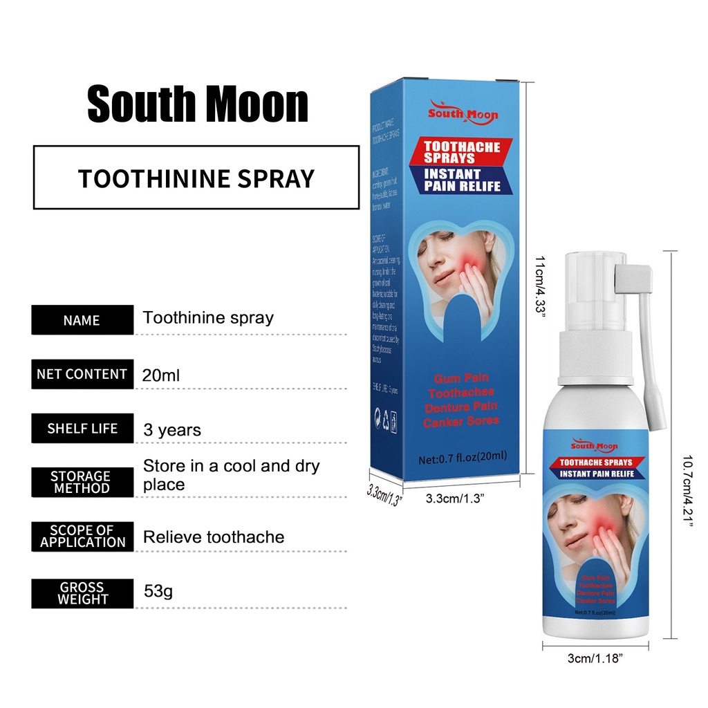 South Moon 20ml Instant Tooth Pain Relief Spray Effective Treatment Teeth  Pain Swell Dental Prevent Oral Health Care Toothache Spray | Shopee  Singapore