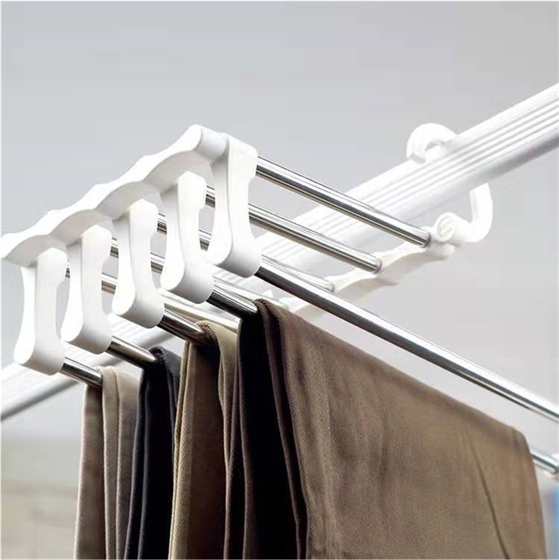 3PCS 5 in 1 Magic Trouser Rack Hangers Stainless Steel Folding Pant ...