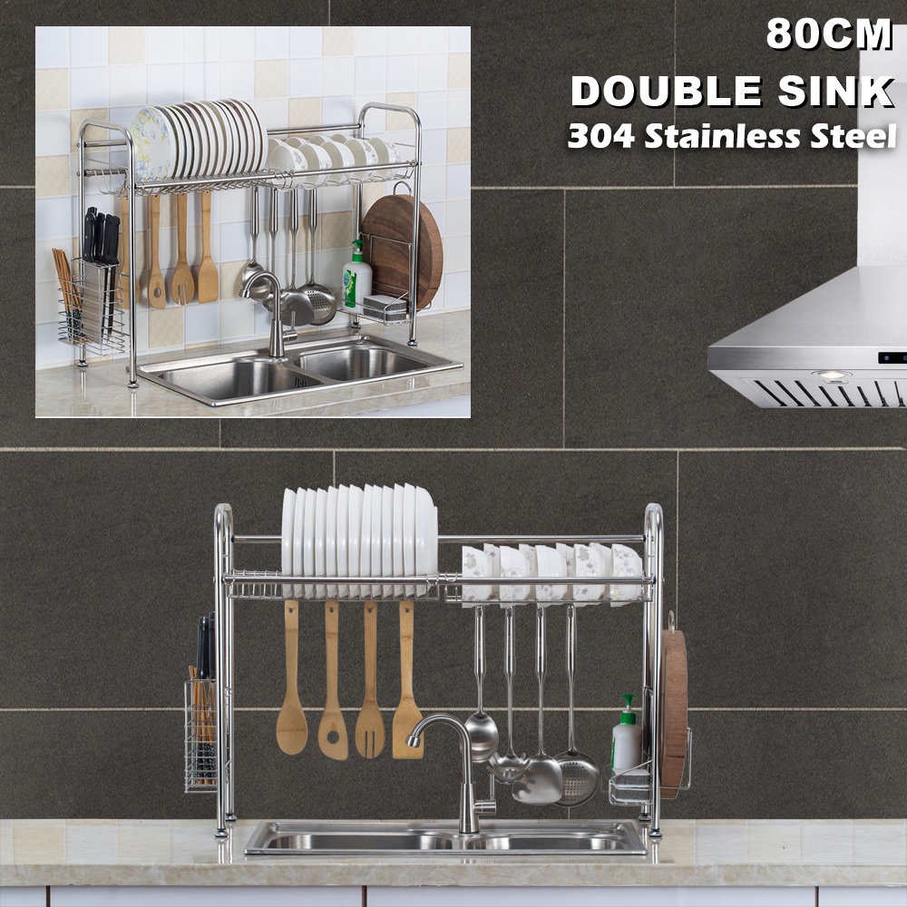 304 Stainless Steel Dish Rack with Cutting Board Holder Cutlery ...