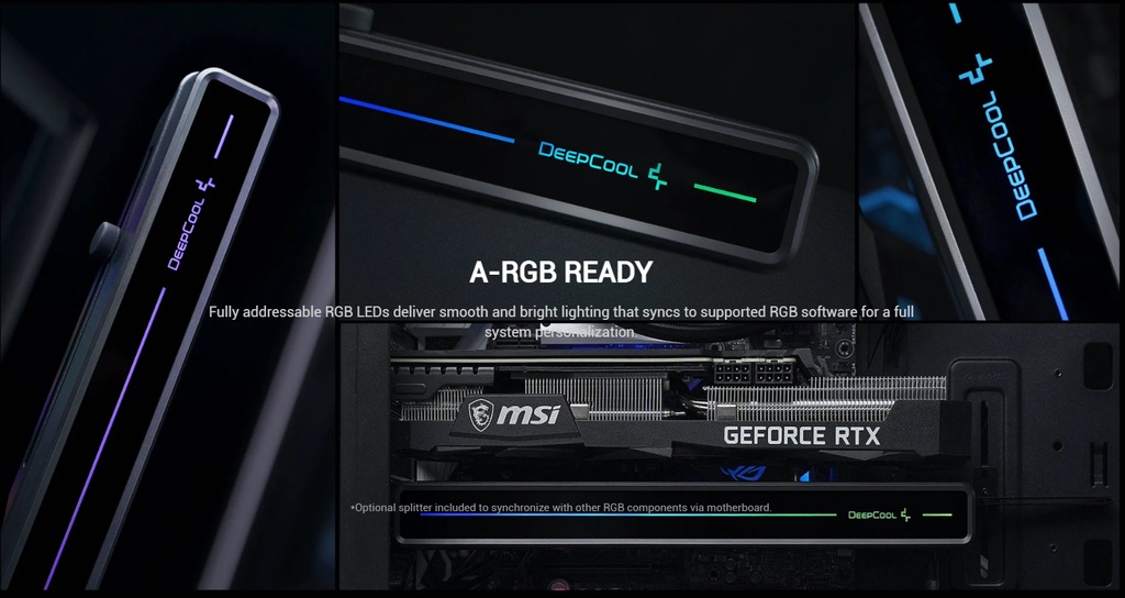 Deepcool ST500 ARGB, ARGB Horizontal GPU support Bracket with universal ...