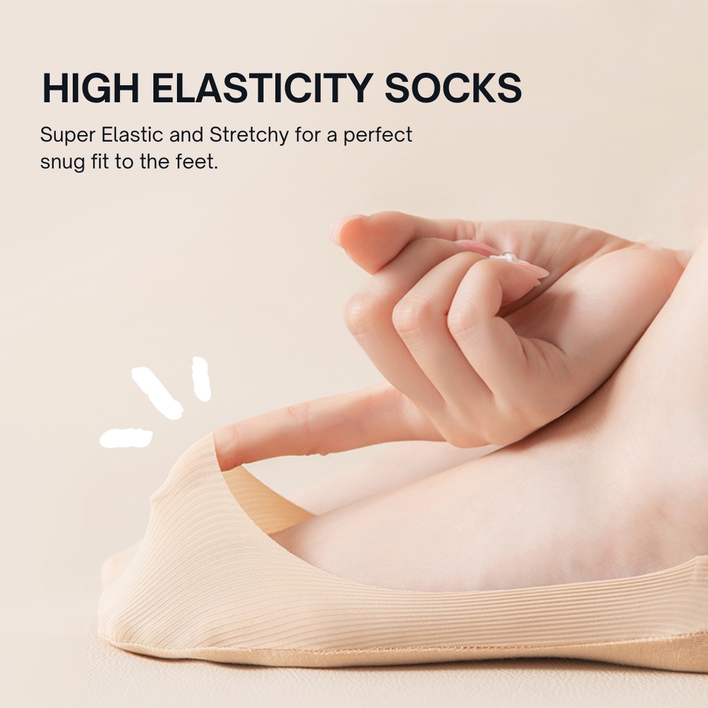 mixshop 3 Pairs Invisible Socks Ladies, Non-slip No Show Socks, SG ...