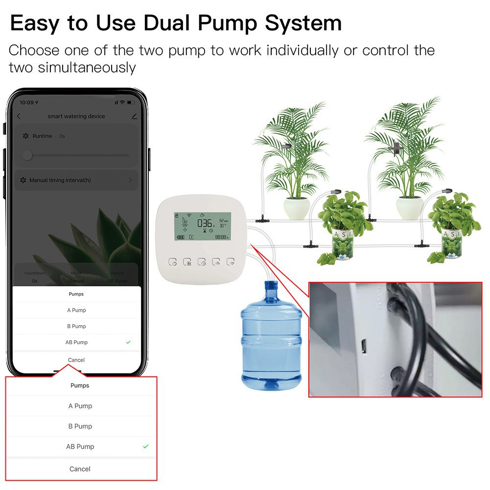 Dual Pump Drip Irrigation Watering System Smart Home Kit Automatic ...