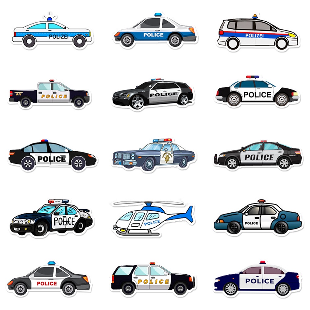 MUYA 50pcs Police Car Stickers Waterproof Vehicle Vinyl Stickers for ...