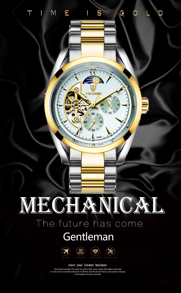 Gold on sale mechanical watch