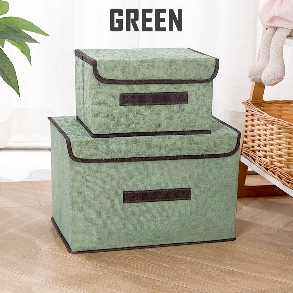 SG Foldable Linen Storage Box With Lid Portable Non Woven Wardrobe