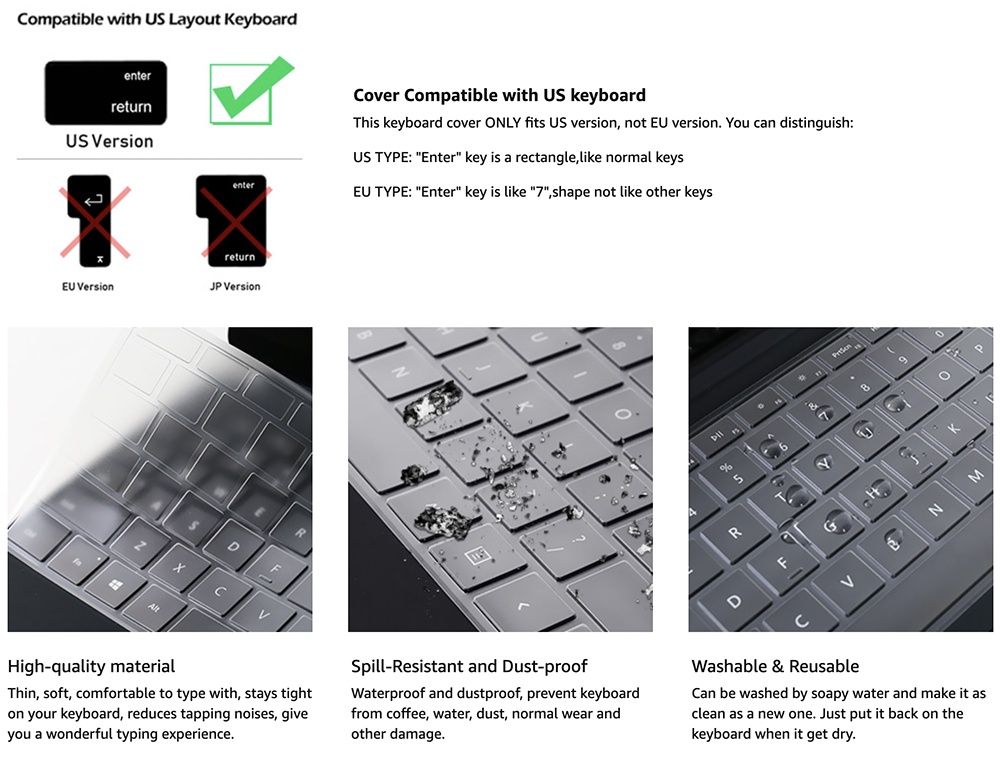 Ultra Thin Clear TPU Keyboard Protector Cover for Surface Pro and ...