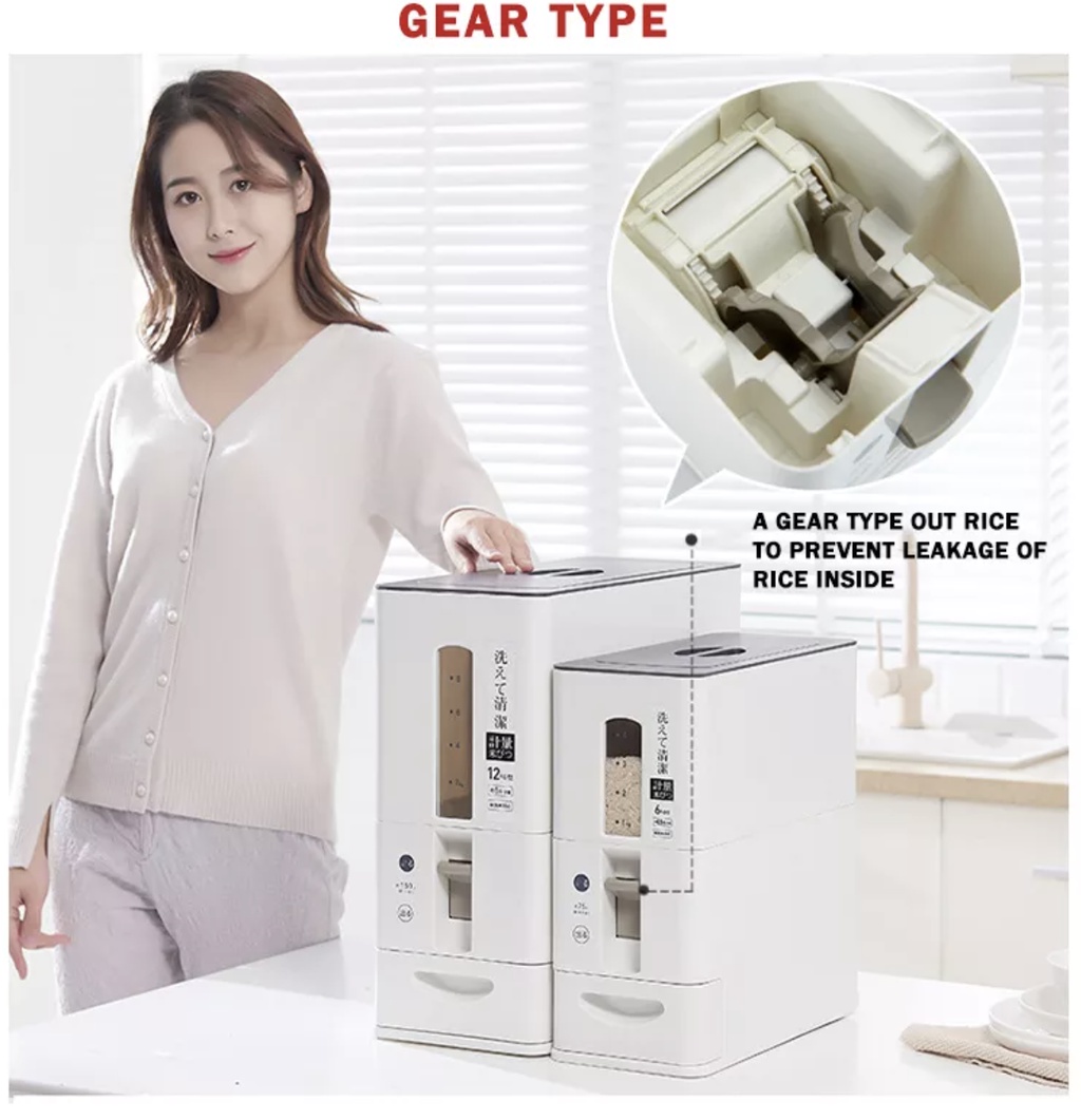 Rice Dispenser | Rice Storage | Easy One Touch Airtight | Roller White ...