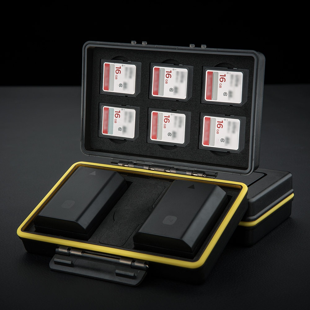 Producto: 6 Slots SD SDHC SDXC Memory Card Holder Case With 2 Camera Battery Slots For Canon LP-E6 LP-E8 LP-E12 LP-E17 NB-13L Sony NP-FZ100 NP-FW50 NP-BX1 Fujifilm NP-W126 NP-W126S NP-95