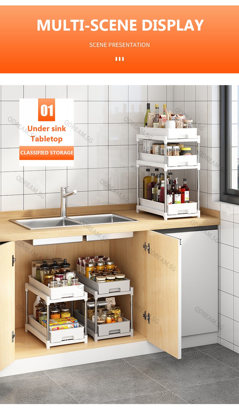 YOULITE Kitchen Under Sink With Drawer Rack Kitchen Sink Organiser