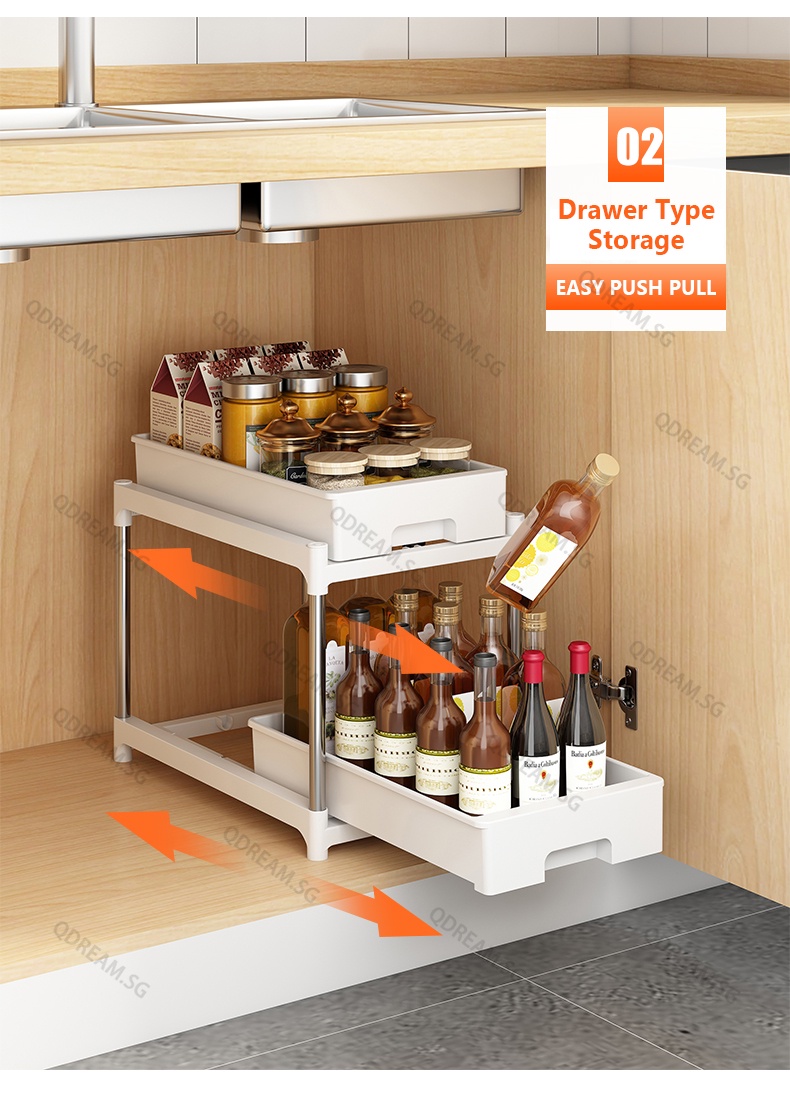 YOULITE Kitchen Under Sink With Drawer Rack Kitchen Sink Organiser