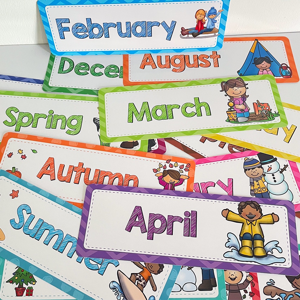 Children's Month & Season Cognitive Cards English Flashcards Kids ...