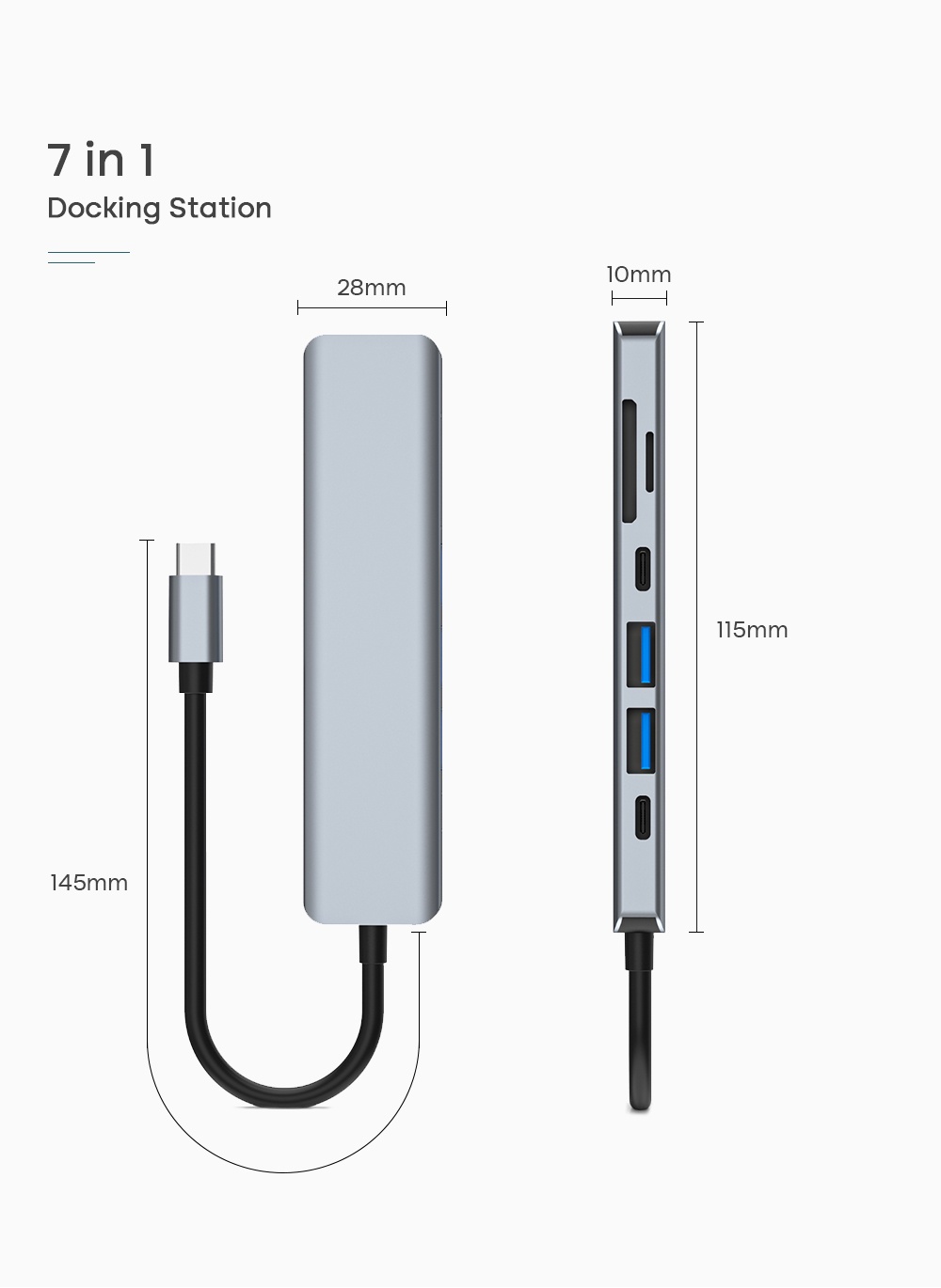 DERE Multifunctional Portable Docking Station USB Hub USB-C 11 in