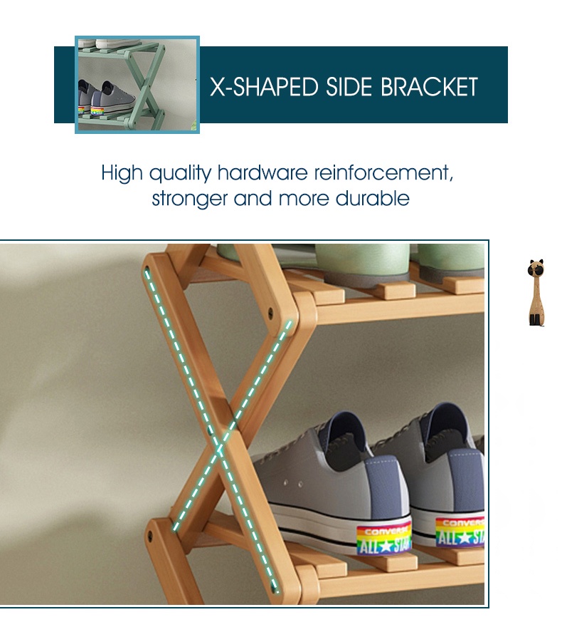 Bamboo Foldable Shoe Rack No Installation Multi-layer Space Saving Easy ...