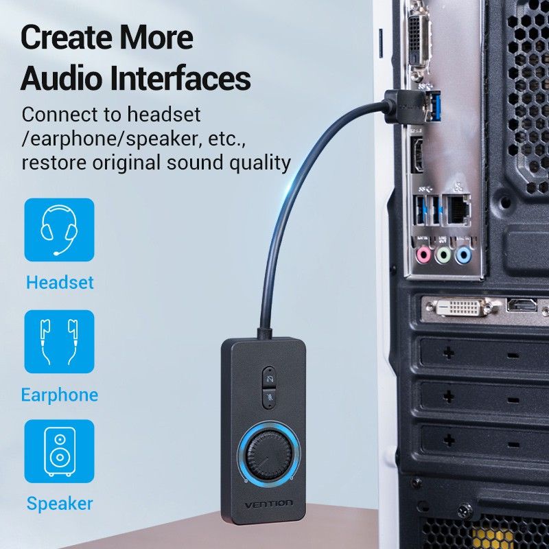 Vention Sound Card USB External Stereo Sound Adapter with Volume ...