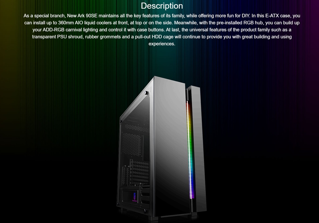 Deepcool Ark 90 SE, EATX Case, ARGB on Front Panel, Transparent PSU ...