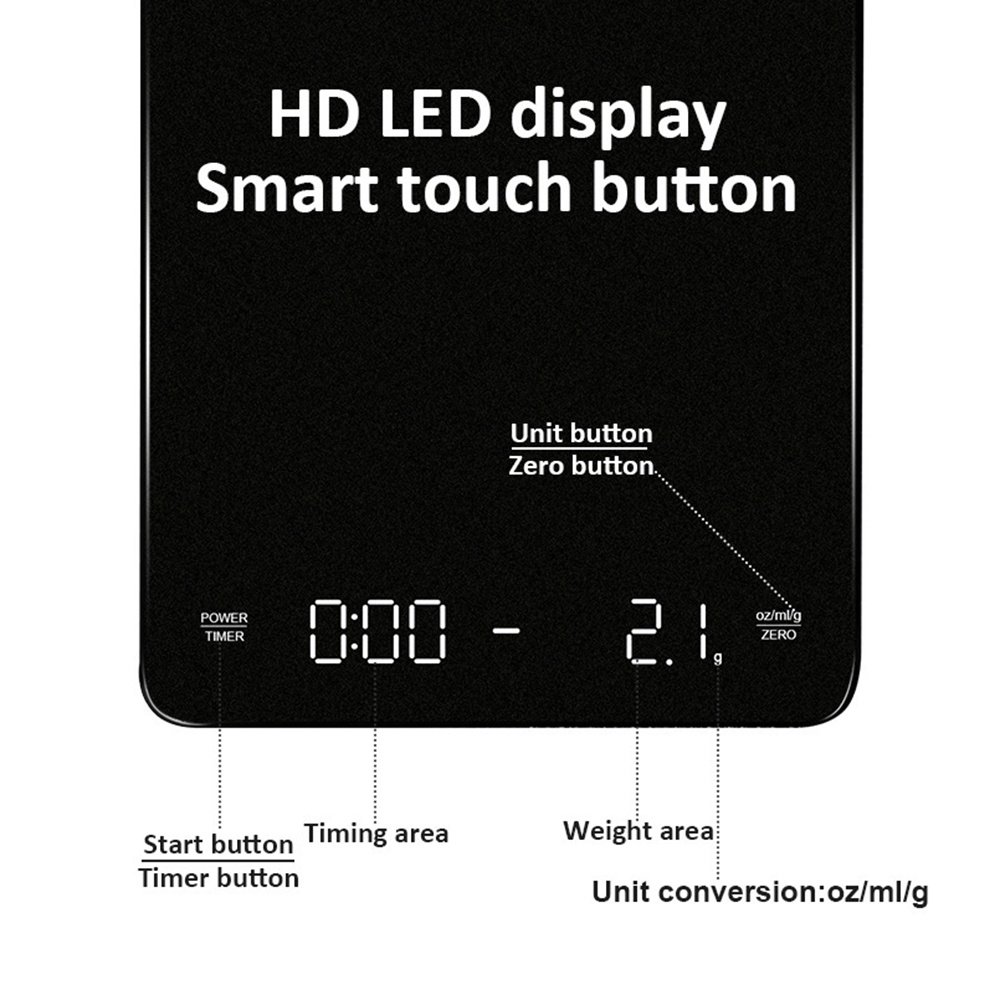 ⚡Ready Stock⚡Rechargeable Coffee Scale Auto Timer LED Display Kitchen ...
