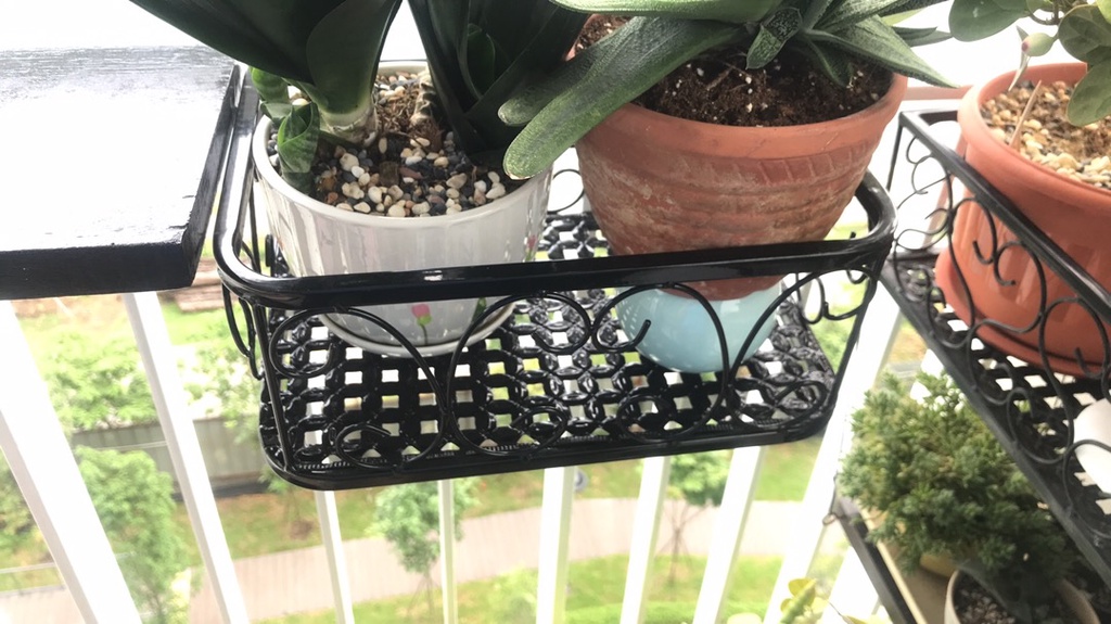 Plant Rack Balcony Flower Rack Wrought Iron Railing Flower Pot Holder ...